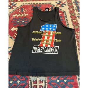 Vintage Harley Davidson Tank Top #1 Black XL Mahrles Battle Creek Missouri USA